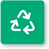 symbol pro recyklaci na zeleném pozadí