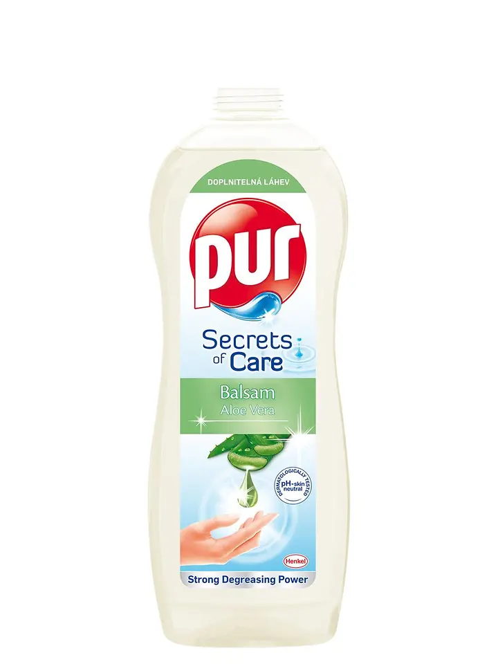 V drogeriích ROSSMANN je přípravek na mytí nádobí Pur Secrets of Care Aloe Vera dostupný v plnicí stanici k doplnění do láhví o velikosti 750 ml. Tato velikost není běžně dostupná.